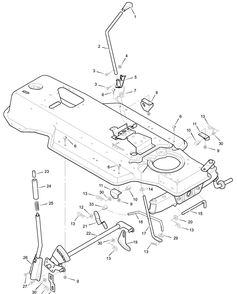 Mower Housing Suspension Diagram and Parts List for 387001X00A 2003 Briggs and Stratton Lawn Tractor